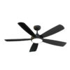 Quạt trần đèn 5 cánh Nhựa ABS Đen mờ - 132cm
